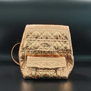 Pre-owned Dior Stardust Mini Metallic Rose Gold Quilted Backpack X209 26.05.06
