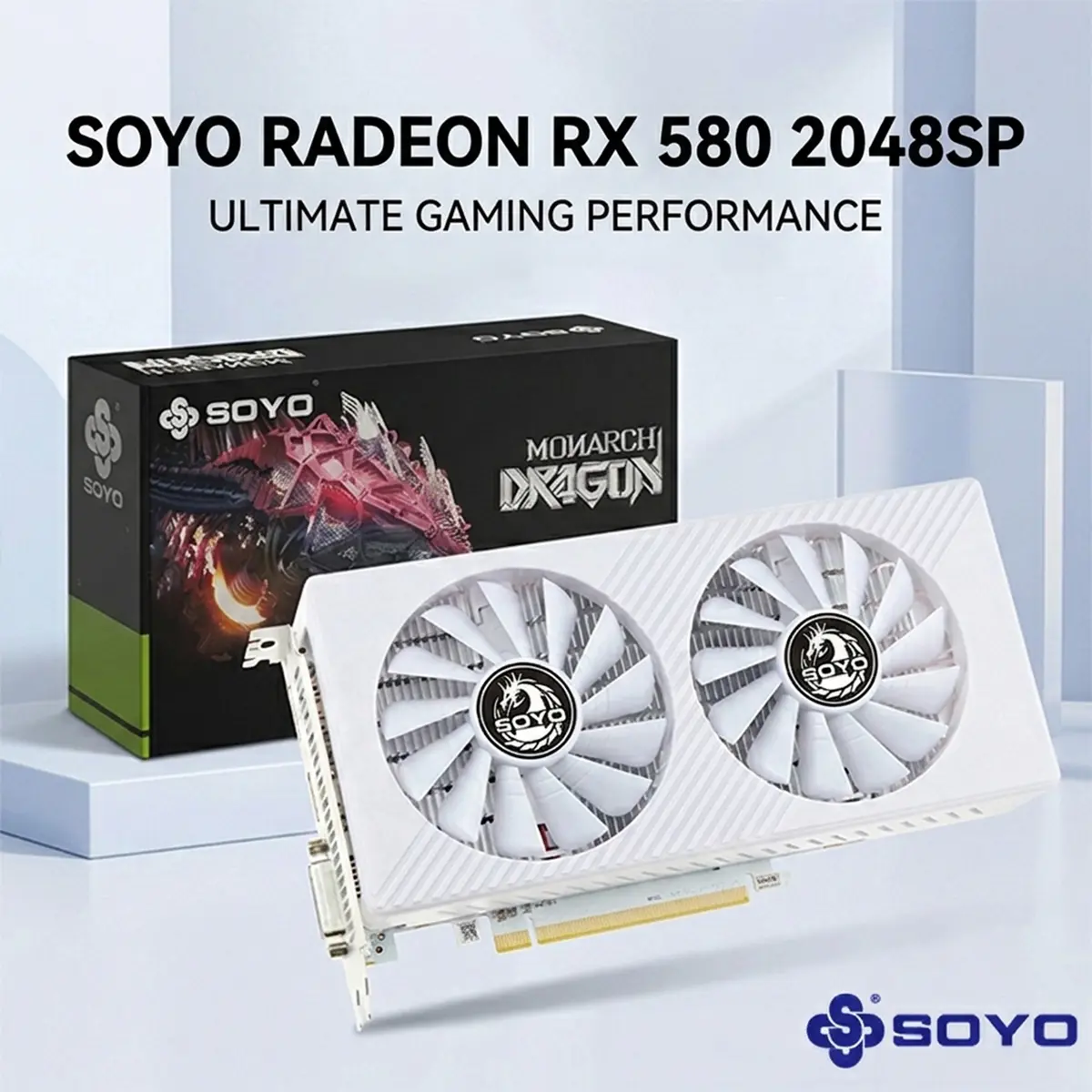 SOYO AMD Radeon RX580 Gaming Graphic Card with 8GB 256 Bit GDDR5 PCI Express x 16 3.0 Equipped with Dual Fans for Working,Gaming GPU, Dual Fan Cooling, Designed for Gaming, Work, and High-Performance Desktop PC Applications