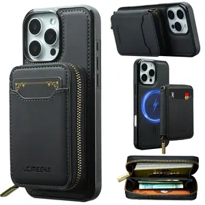 2 in1 Magnetic Leather Wallet Case Cover for iPhone 17 Pro Max, 17 Air, 17 Pro, 16 Pro Max, 15 Pro Max, 14, 13, 12, 11 RFID Blocking Detachable Zipper Wallet Design with 1 Card Slots, Compatible Magsafe Cellphone Smartphone