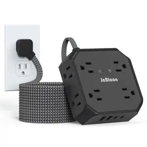 10ft Surge Protector Power Strip, Ultra-Thin Flat Plug Extension Cord, 8 Outlets, 4 USB Ports (2 USB-C), Home Office Travel Essential, Multifunctional Power Strip