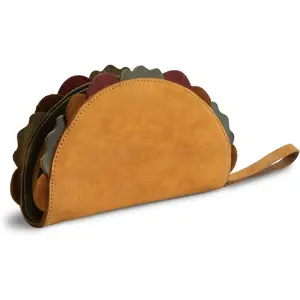 , Multipurpose Taco Shape Wallet, Make Up Organizer,  Holder, Earphones Case,  Organizer, Full Grain Leather,  Travel Accessories, El Clasico