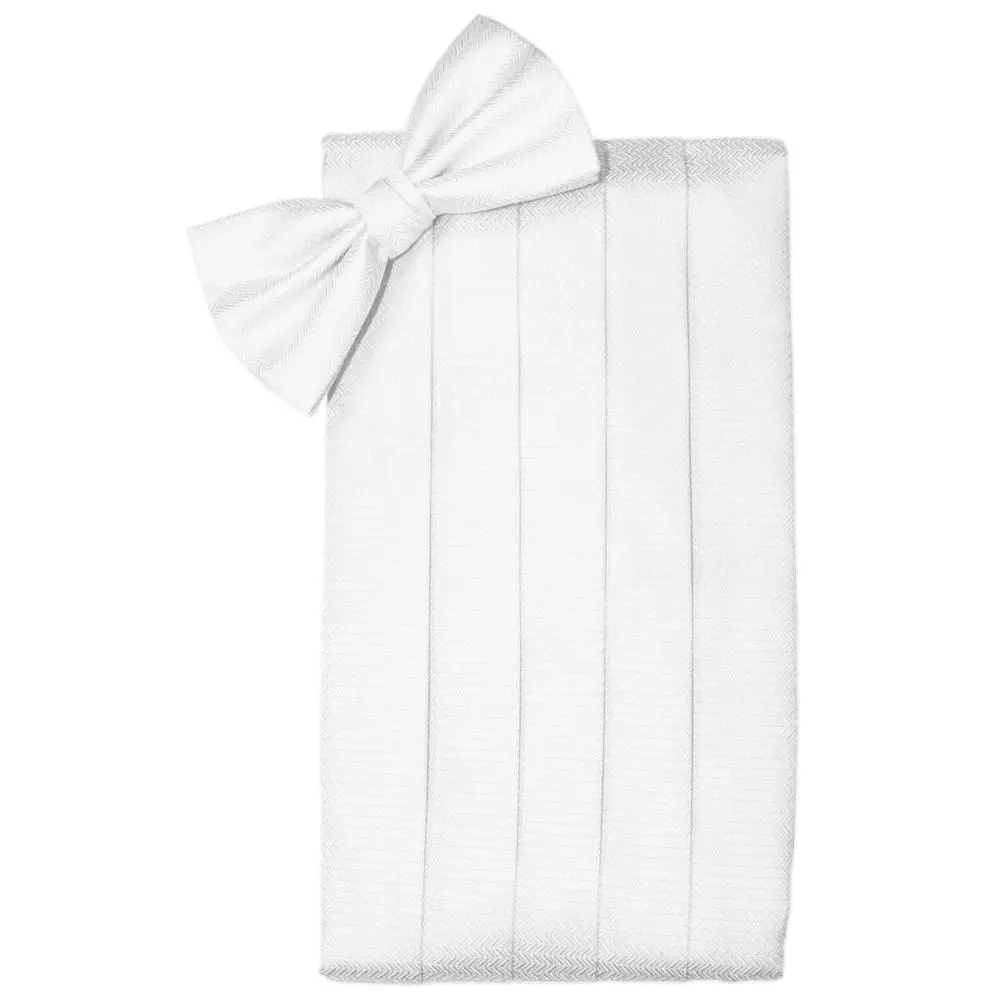 White Herringbone Cummerbund