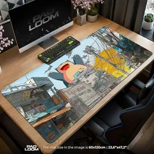 Snorlax Mouse Pad Pok�mon Desk Mat, Kaiju Snorlax Gaming Mousepad for Anime Desk Setup, Japanese Cityscape Art