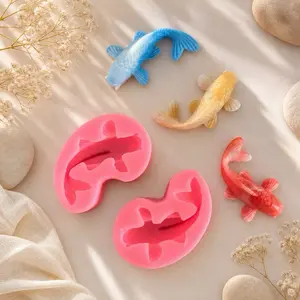 Koi Fish Silicone Mold Set for Soap Making, Candle Wax Melt Kit, Resin Art Casting Tool, Flexible Reusable DIY Craft Supplies for Small Business, Detailed Fish Shape Molds, 2 PCS