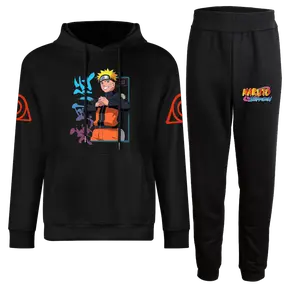 Men's Tracksuit 2 Piece Set - Naruto Graphic Hoodie Sweatsuits Athletic Jogging Suits Casual Sports Outfits Pullover Hoodies Sweatshirt and Sweatpants Fall Winter Suit for Men