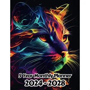 Abstract Cat 5 Year Monthly Planner 2024-2028: Large 60 Month Calendar | Gift For People Who Love Kittens, Pet Lovers | For Back To School, Office, Work | 8.5 x 11 Inches | 121 Pages | v21 Paperback – July 27, 2023