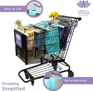 WAWALA Trolley Bag Bundle Reusable Shopping Bags (Set of 4 Standard Size) Grocery Bags with Insulated Cooler & Egg/Wine Holder, Foldable, Washable Grocery Cart Bags PLUS Reusable Storage Bags - Reusab