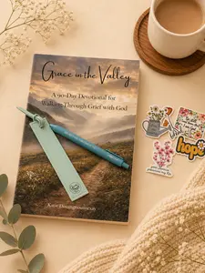 Quiet Time Bundle – Christian Devotional Set: Bookmark, Pen & Stickers (Grace in the Valley)