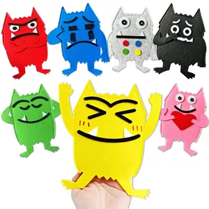 The Color Monster Felt Story Set, 7 Pcs Hand Puppets Montessori Educational Toy, Learn Emotions & Expressions, Ages 3+