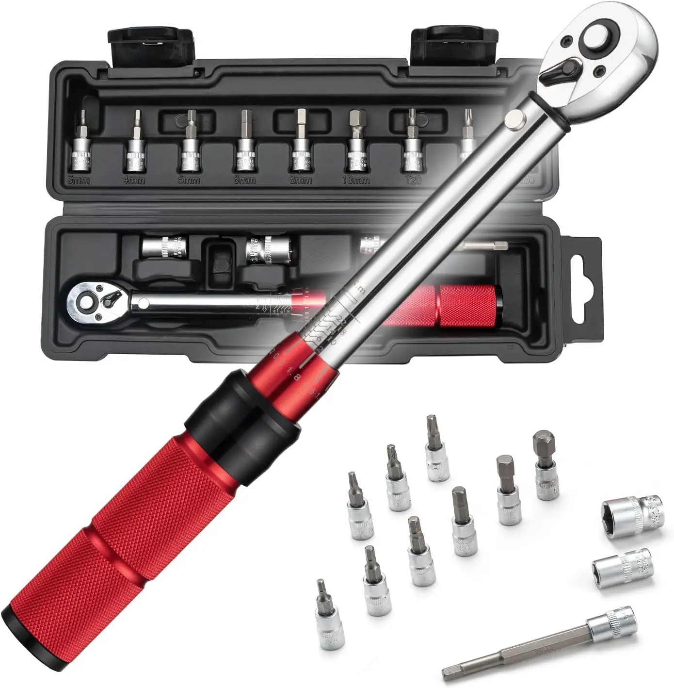 ROCKBROS Torque Wrench 1/4" Drive, Professional 2-24Nm Micrometer Tool with Dual-Direction 72-Tooth Ratchet, Non-slip Handle & Click & Tone Alert System, Dual-Direction Use, Laser-Etched Scale, Micrometer Click Torque Wrench, Quick Release