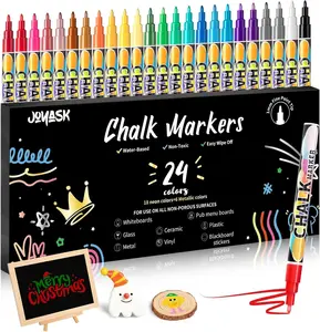 Extra Fine Tip Chalk Markers for Blackboard&Glass (Pack of 24, 1mm Tip), Liquid Chalk Pens for Dry Erase Board, Washable Markers Paint and Drawing for Chalkboards, Windows, Bistro, Cars, Signs