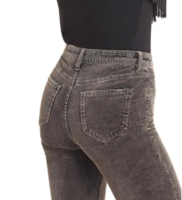 Rock & Roll Cowgirl Women's Charcoal Corduroy High Rise Slim Fit Modest Bootcut Pants BW1PD04757
