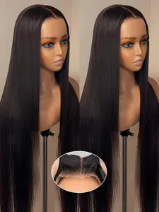 Bling Hair 180Density Easy To Wear 6x4 Glueless Wigs Human Hair Brazilian Remy Straight Wigs For Black Women 5x5 Lace Closure Wig