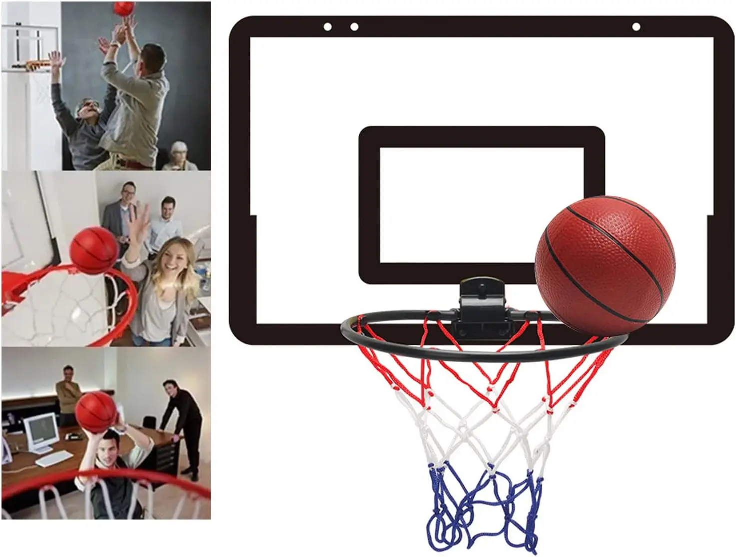 Indoor Mini Basketball Hoops for Window & Wall Mount, Basketball Backboard for Bedroom, Office and Dorm Room, Indoor Outdoor Toy Gifts for Kids and Adults