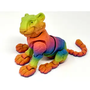 3D Printed Tiger - Vibrant Colorful Design, Ideal for Collectibles and Display