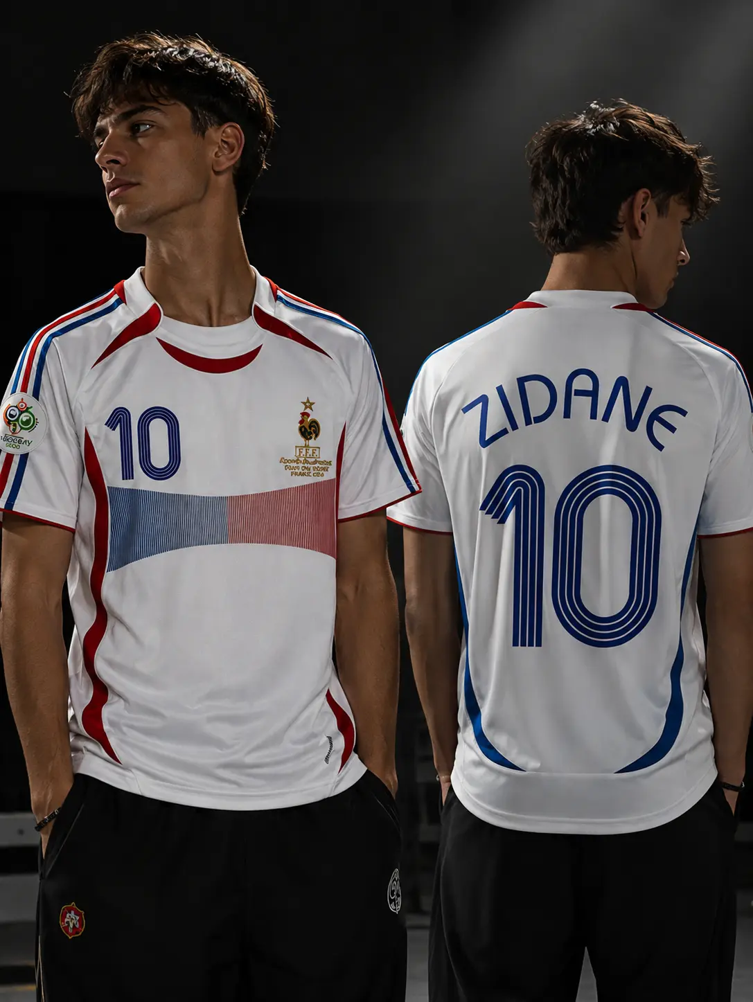 Men's Retro Football Top - 2006 France Away Short-Sleeve #10 Zidane Professional Soccer Jersey