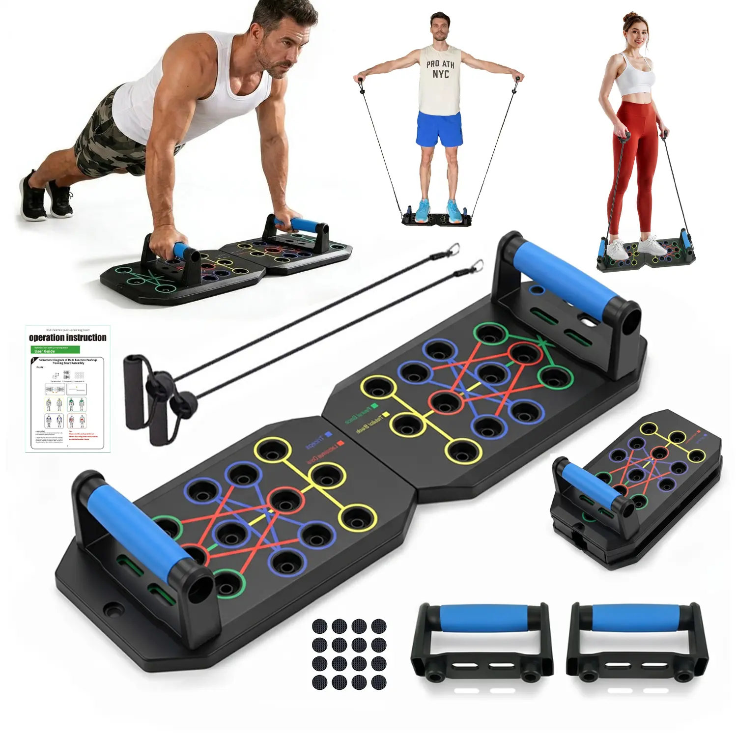 【Upgraded Version】Calisthenics Push Up Board - Foldable Workout Equipment, Portable Home Gym Accessory, Backyard Home Exercise Equipment for Men&Women, Full Body & Upper Body Strength Building Tool,Exercise Machine Arm Exerciser Push Up Stand Push Up Bars