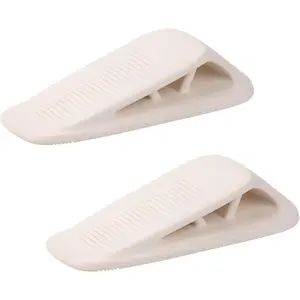 Rubber Door Stoppers for Bottom of Door, Door Stop Wedge with Holder, Heavy Duty 2 Pack Doorstops, Wall Protector for Home Office School Commercial Keep Door Open Stack White