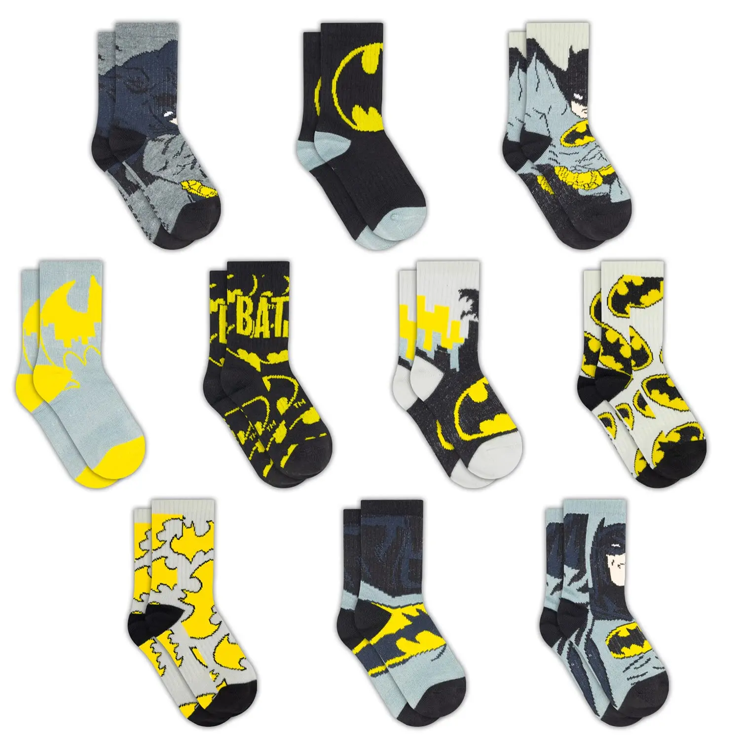 Toddler & Boys' Justice League Athletic Crew Socks, 10-Pack Superhero Character Multipack with The Flash, Great Gift for Holidays & Daily Wear
