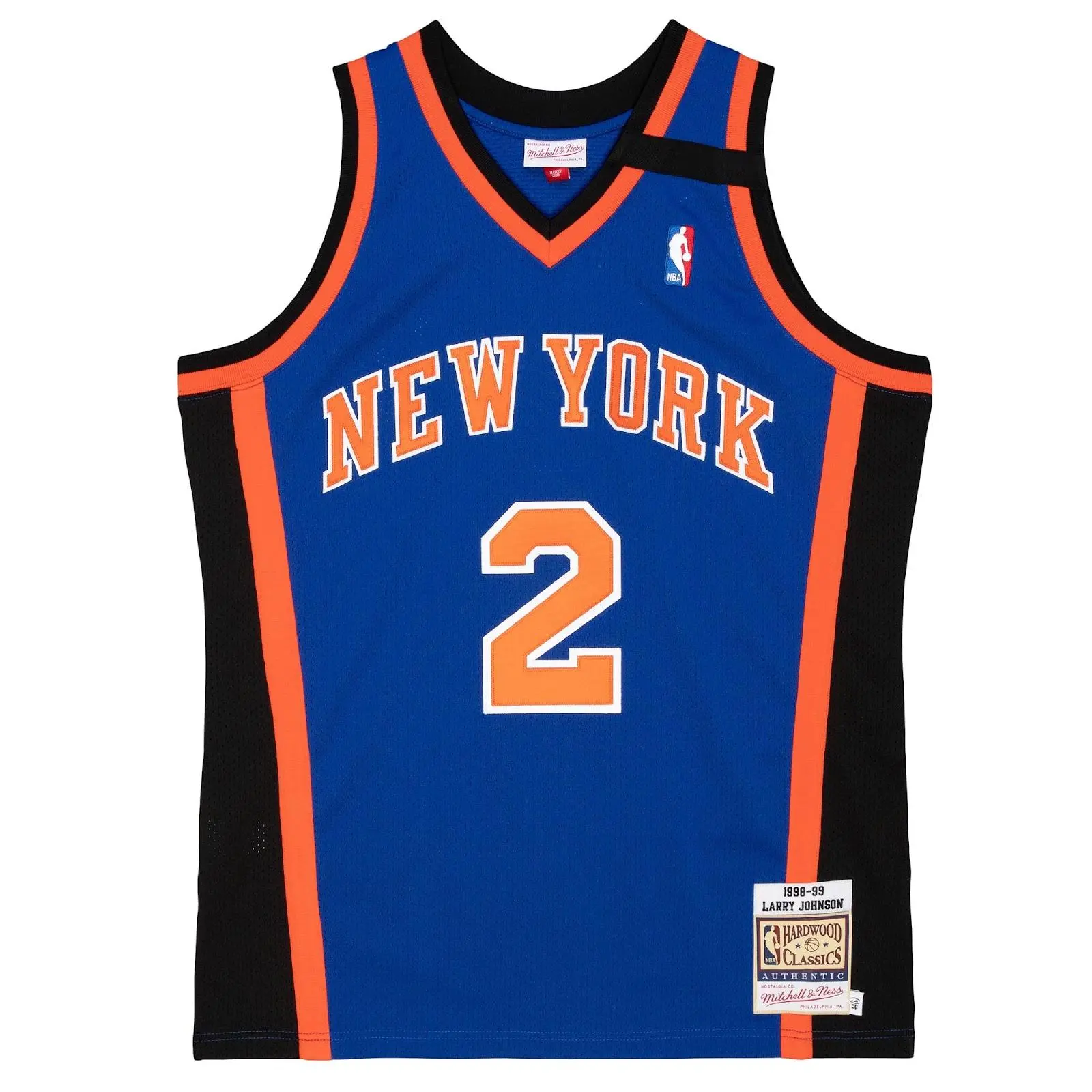 Men's Larry Johnson Blue New York Knicks 1998/99 Authentic Jersey NBA Throwback Basketball Hardwood Classics Fan Gear Mitchell & Ness