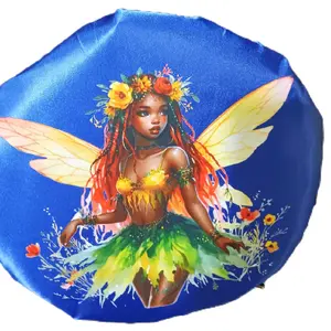 Royal Blue Fairy Satin Bonnet – Floral Fairy Art, Luxury Hair Protection Bonnet