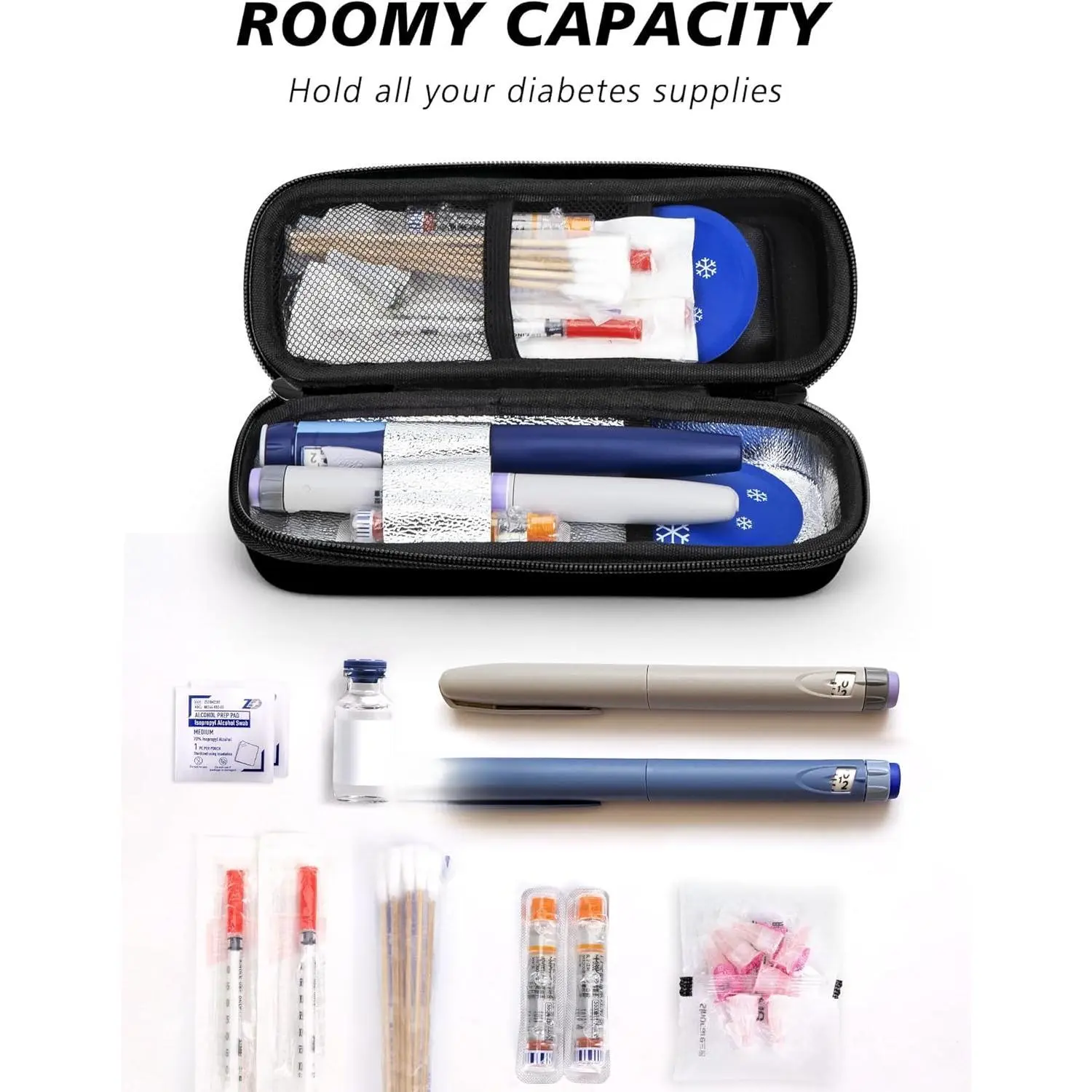 glp 1 travel cooler Insulin Cooler Travel Case with Temperature Display GLP-1 Diabetic Travel  Case with 2 TSA Approved Ice Packs for Trip and Daily Use Adjustable  Temperature Insulin Cooler Case 01