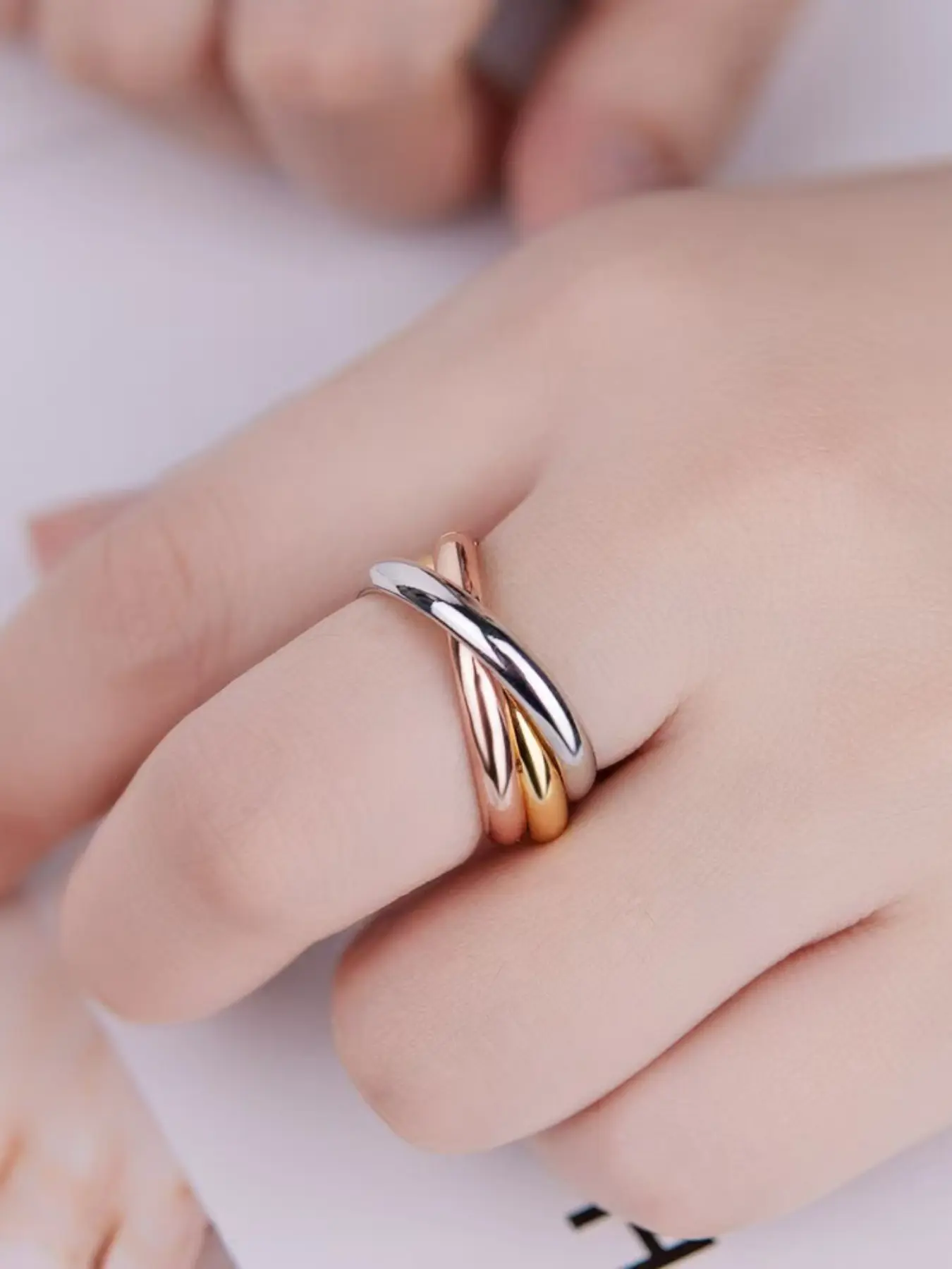 Easter Interlocking Stainless Steel Ring, Stackable Rings, Perfect Gift for Girlfriend, Durable and Versatile, Elegant Design, All Seasons Wear, Interlocked Stackable Rings
