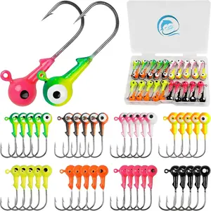Fishing Jig  Hooks Round Ball  Jigs Hook Crappie Jig Lure Hook Kit Fishing Lures Jig  Baits Assorted 1/32oz, 1/16oz, 1/8oz, 1/4oz, 3/8oz