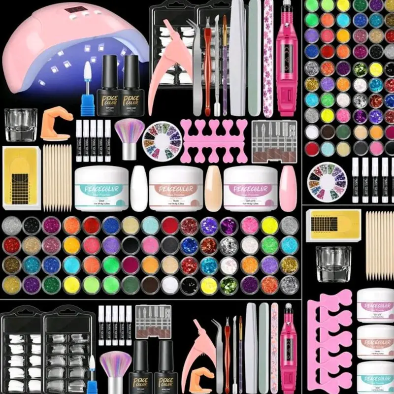 12 Colors Nail Art Kit UV LED Nail Lamp Beginners Home Manicure