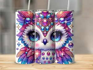 Gemstone Owl Tumbler | 20oz Colorful Sparkling Insulated Cup