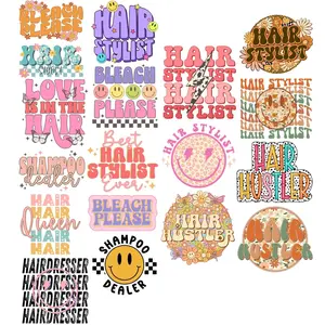 Hair Stylist Gangsheet - 18 Adult Prints, Hair Stylist Transfers, Hair Dresser Transfers - Pre-made Gang Sheet - Haircare