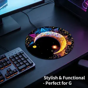 Fashion Moon Shape Mouse Pad, Non-Slip Rubber Base, Small Desktop Mat for PC/laptop, Gaming/mouse Pad, Office Use, Gift for Women - 7.87 Inches