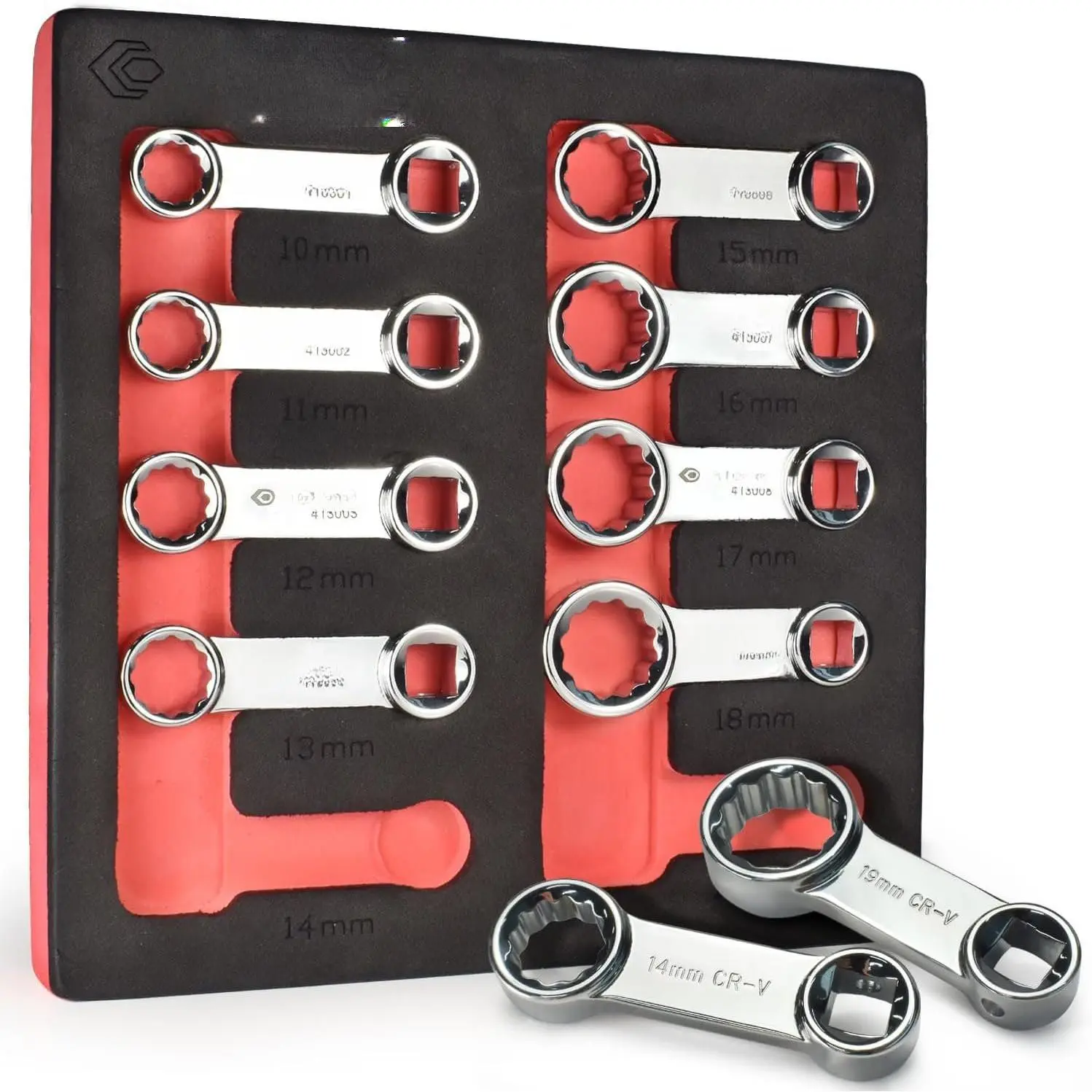 Torque Adapter Extension Set - 12-Point Box End Torque Wrench Adapter with EVA  Tray, Made from -Resistant CR-V Steel and Chrome Finish (Metric 10-)