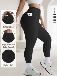 Women's High Waist Casual Leggings, Elastic High Waist Hiking Leggings, Large Size Comfortable Crescent Pocket, Perfect for Outdoor Activities