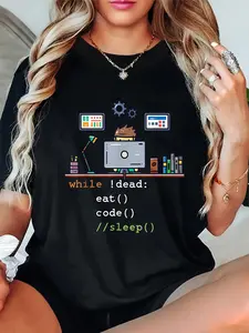 100% Cotton Unisex Computer Science Python Programmer Eat Code Sleep T-Shirt