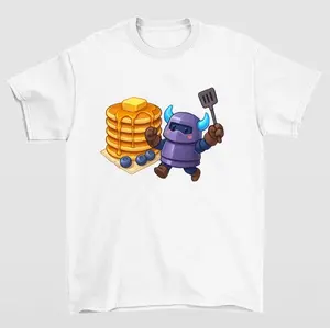Clash Royale PEKKA Pancakes Graphic Tee Gamer Humor Retro Video Game Shirt Streetwear Style