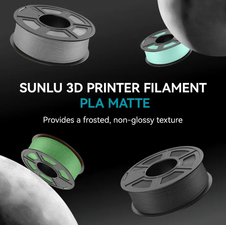 PLA Matte 3D Printer Filament 1KG 1.75mm SUNLU Matte PLA Filament - Neatly Wound, 1KG/Roll PLA Matte 3D Printer Filament 1KG 1.75mm SUNLU Matte PLA Filament - Neatly Wound, 1KG/Roll