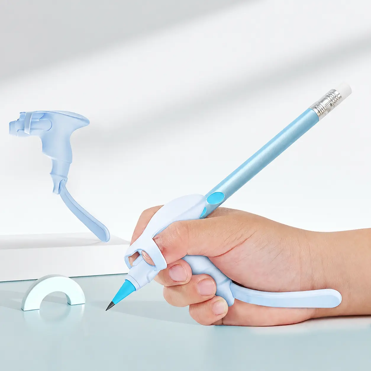 Adjustable Silicone Kids Wrist Pencil Holder Grip - Anti-Grab Writing Posture Fixer, Wrist Curling Preventer, 0.27in Diameter, Easy-to-Use for Kindergarten Beginners, School & Office Stationery Tool