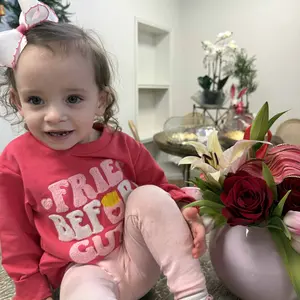 FOCUSNORM Valentines Day Baby Outfit Toddler Girl Valentines Day Shirt Fries Before Guys Sweatshirt Vintage Sweater Clothes