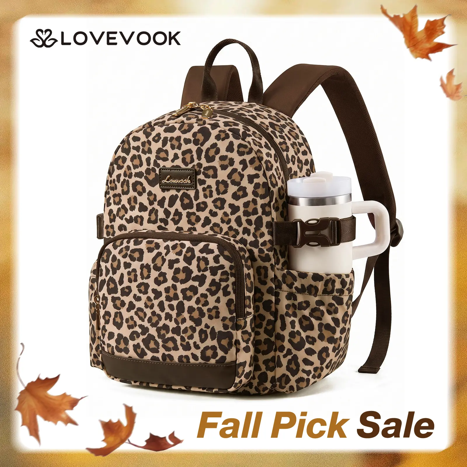 LOVEVOOK Upgrade Mini Backpack Purse for Women with Giant Tumbler Holder - Lightweight Small Backpack Women for Work Travel Park, Cute Water-Resistant Mini Backpack for Daily College,Back to School