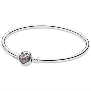 Pandora Silver Bangle Bracelet Pink CZ 590716PCZ-19