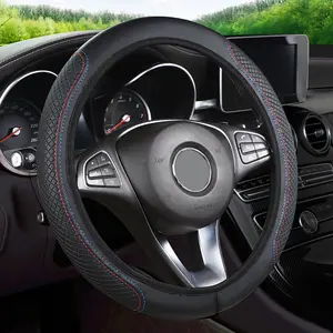 Luxury PU Leather Steering Wheel Cover, Breathable Anti-Slip Design for Car Interior, Universal Fit for All Seasons, Protects Your Steering Wheel