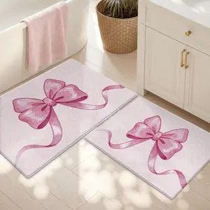 Simple Bow Door Mat Rug, Bathroom Decorative Mat, Soft Durable Non-Slip Thickened, Washable Modern Design, Ideal for Bedroom Hallway Living Room, Modern Indoor Rug, Soft Washable Rugs