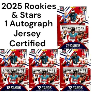 2025 Rookies & Stars Football Cards. 1x Autograph Jersey (All Jerseys are Beckett or JSA Certified). 4x Rookies & Stars Blaster Boxes.. Break #0053