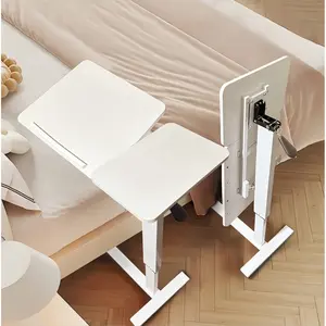 ARCH Overbed Bedside Desk, Mobile Rolling Laptop Stand Tilting Overbed Table with Wheels, Height Adjustable Tray Table for Laptop Bed Sofa Side Table, Bedside Table (WHITE)