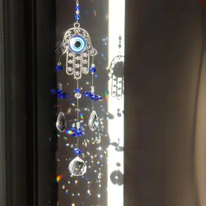 Devil's Eye Alloy Palm Blue Eye Pendant Transparent Ball Pendant Suitable for Home Window Decoration Garden Hanging Decoration