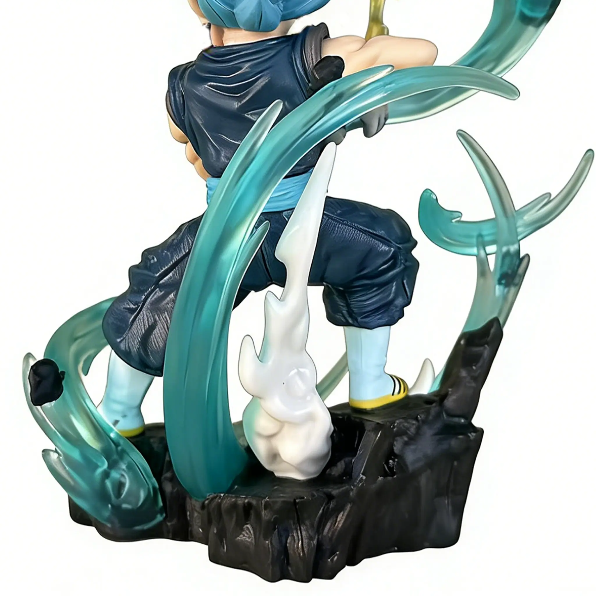 DBZ Anime Q-Version Blue-Haired Warrior Collectible Figurine - Character Doll with Base, PVC Model Statue for Desktop Home Decor, Fan Collection & Gifting (Includes Chibi & Anime Figurine Variants), Collectible Figurines, Anime Figurine Figurines
