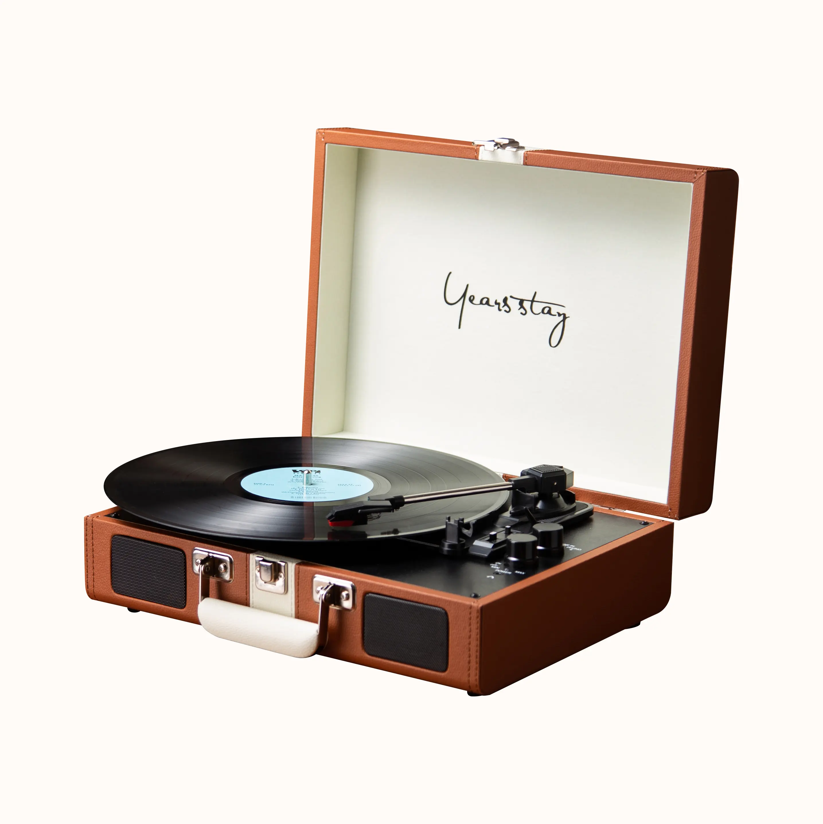 Middx Plastic-Wood Retro Vinyl Record Player - All-in-2 Turntable with Stereo Speakers, Bluetooth Playback, Adjustable RPM Speeds, Compatible with Android 5.4 and Above, Premium Gift