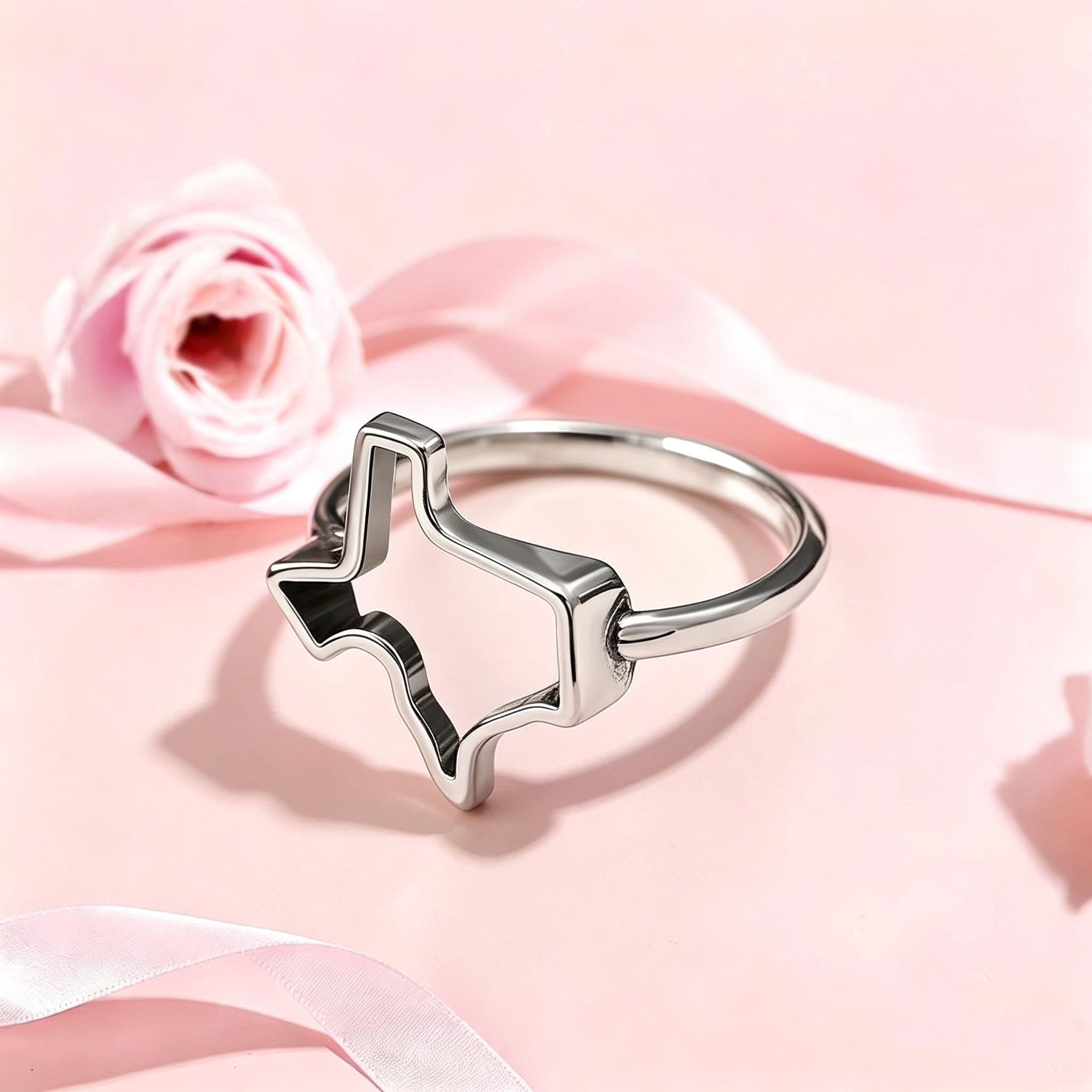 1PC Luxury Exquisite Texas Forged Silver Plated Ring, Distinctive Elegant Design Jewelry, Best Valentine Day Gift For Women, Size 6-10 Plain Color Ring Finger Rings