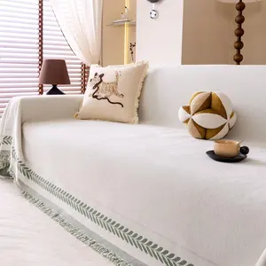 Chenille Four Seasons Sofa Towel - Universal Sofa Cover One-Piece Full Couch Slipcover for Year-Round Protection Modern and Contemporary